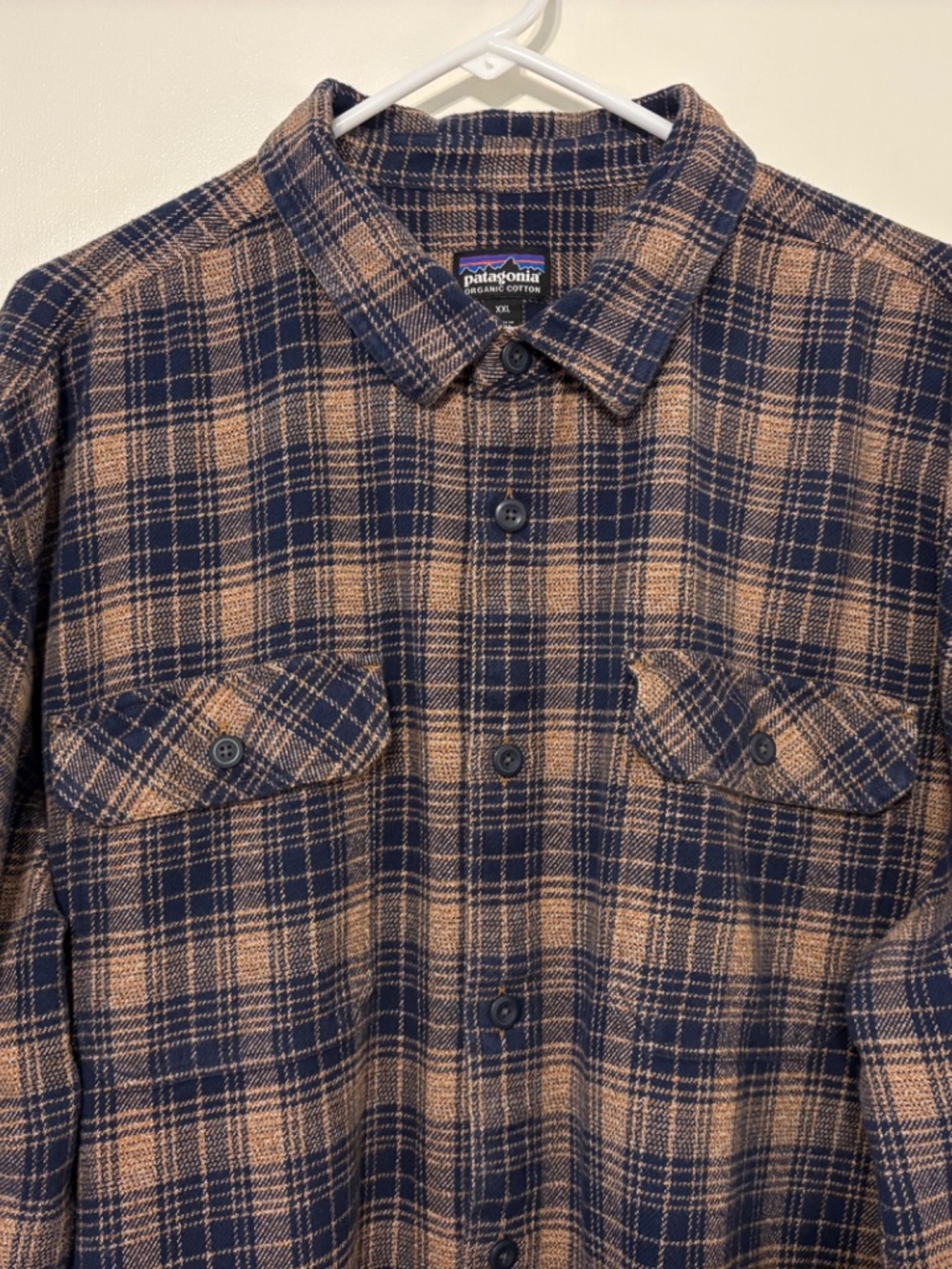 Patagonia #53947 Men's Blue/Tan Plaid Fjord Flannel Button-Front Shirt XXL/2XL - Picture 2 of 11